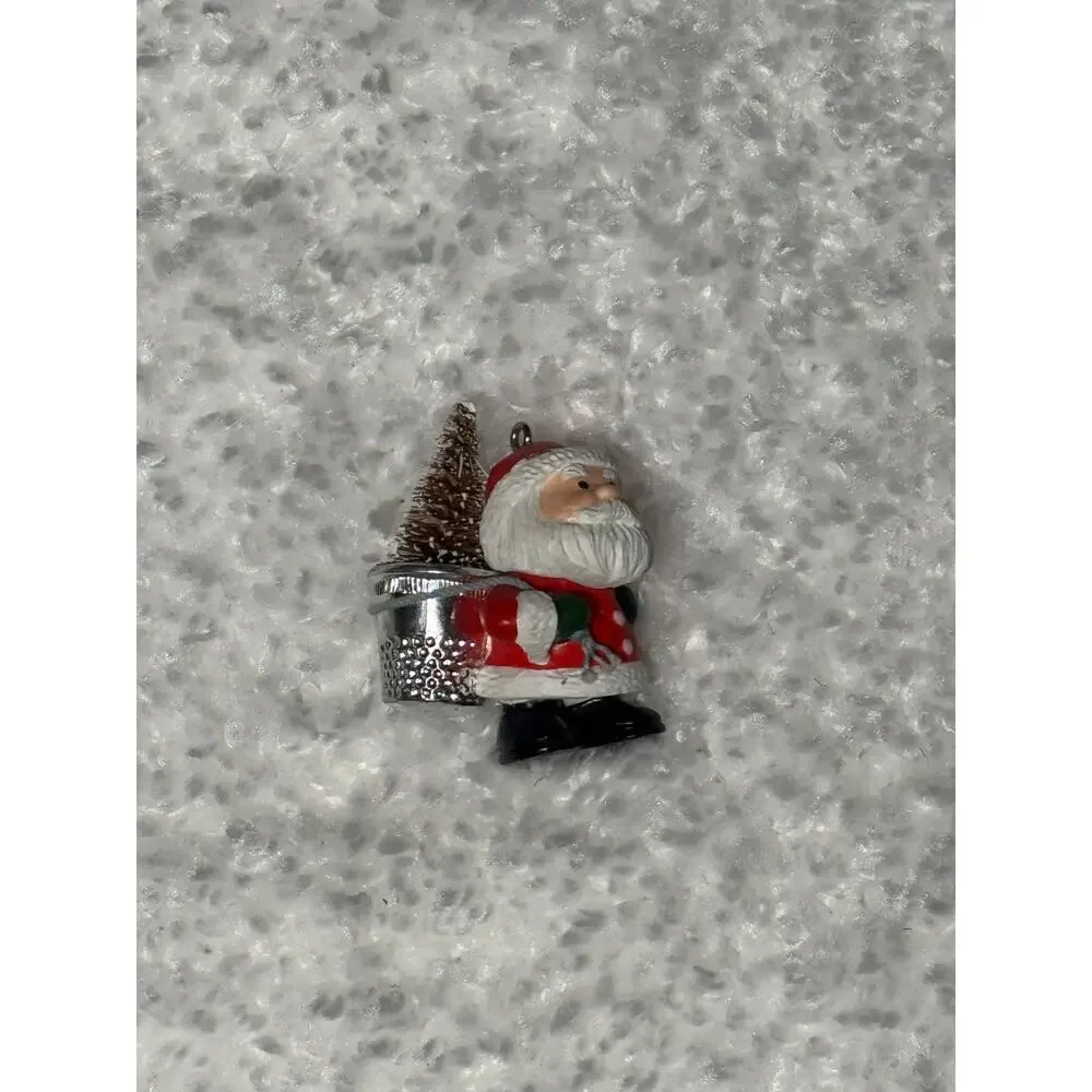 15 Santa Christmas Ornaments Crochet Macrame Bells, Clips, Vintage Handmade